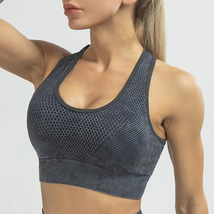 Lookiee Retro Acid Wash Racerback Sports Bra