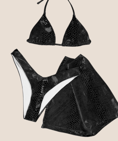 Glossy 3PC Halter Bikini Set – Sexy Backless Swimwear