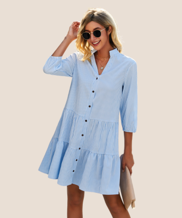 Stylish Plaid V - Neck Ruffle Dress Shop This Ad Deal