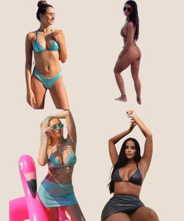 Glossy 3PC Halter Bikini Set – Sexy Backless Swimwear