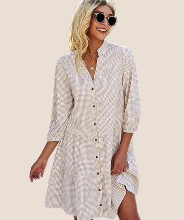Stylish Plaid V - Neck Ruffle Dress Shop This Ad Deal