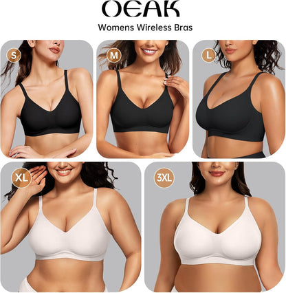 OEAK Womens Wireless Bras Comfortable Push up Bra No Underwire Bra Full Support Lift Bralette Everyday Seamless Tshirt Bras