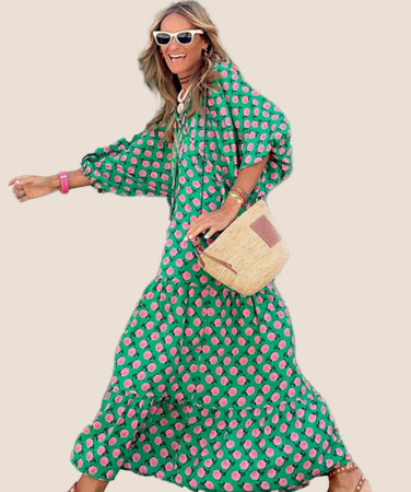Elegant V-Neck Short Sleeve Long Dress