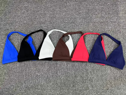 Sexy V-Neck Halter Gym Bra – White