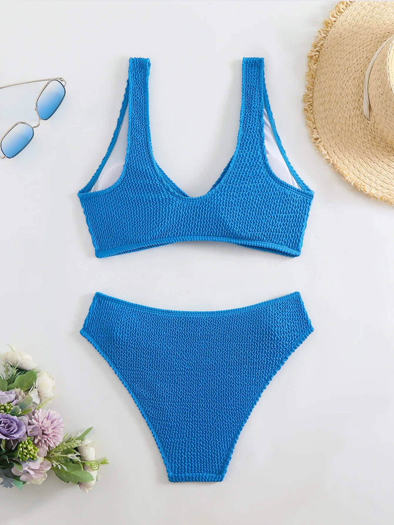 V-Neck High-Waist Bikini Set