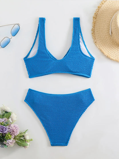 V-Neck High-Waist Bikini Set
