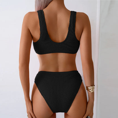 V-Neck High-Waist Bikini Set