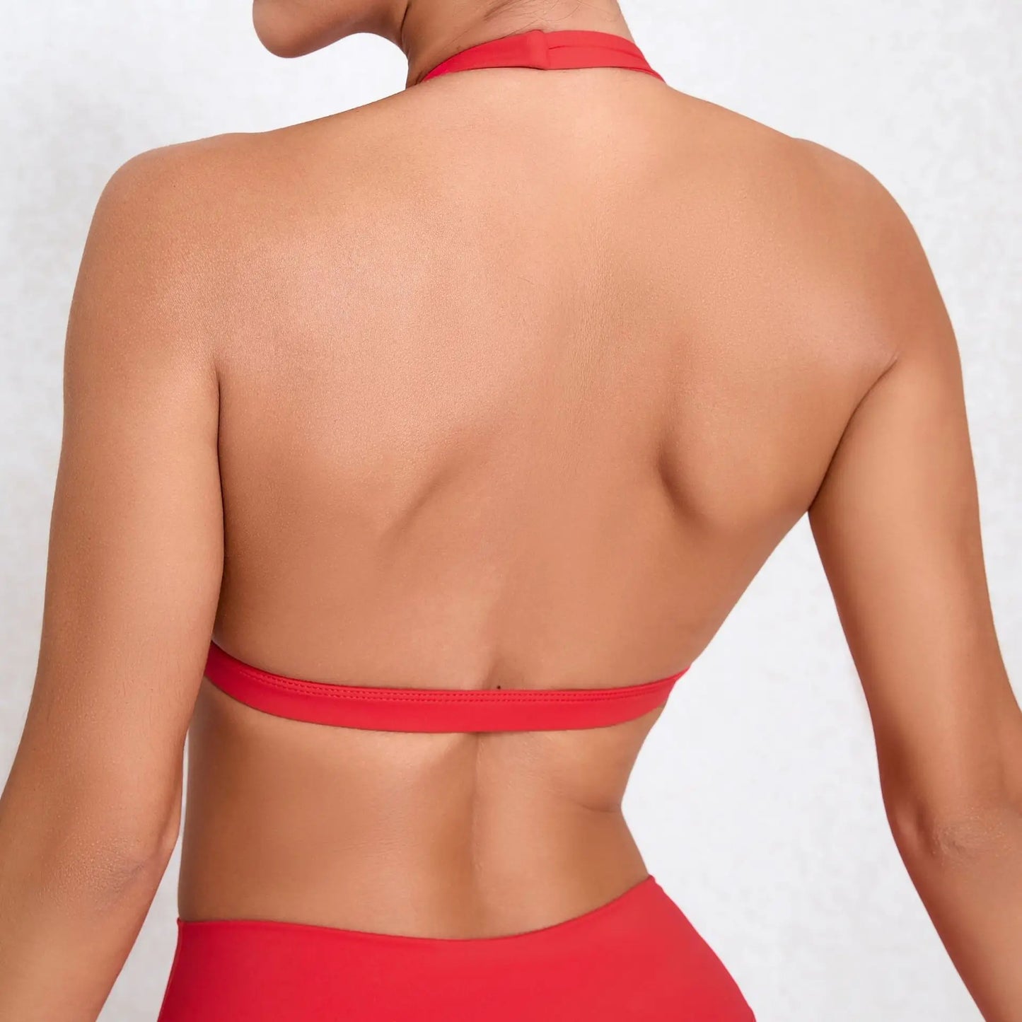 Sexy V-Neck Halter Gym Bra – White