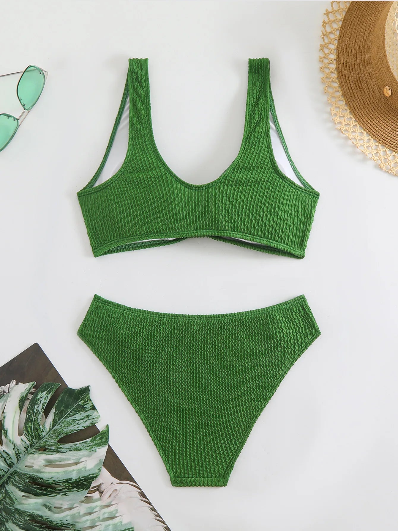 V-Neck High-Waist Bikini Set