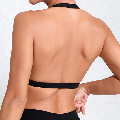 Sexy V-Neck Halter Gym Bra – White