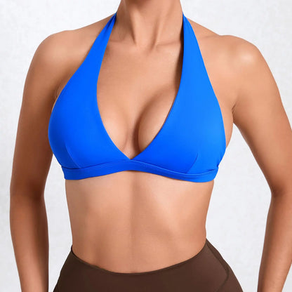 Sexy V-Neck Halter Gym Bra – White