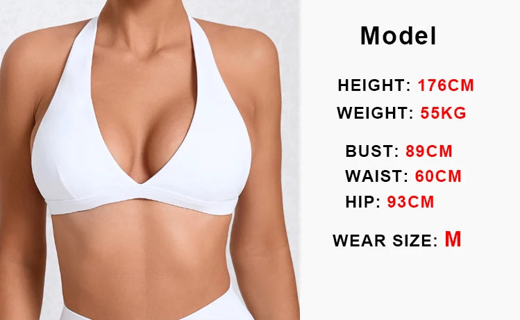 Sexy V-Neck Halter Gym Bra – White