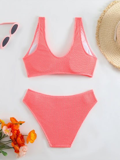 V-Neck High-Waist Bikini Set