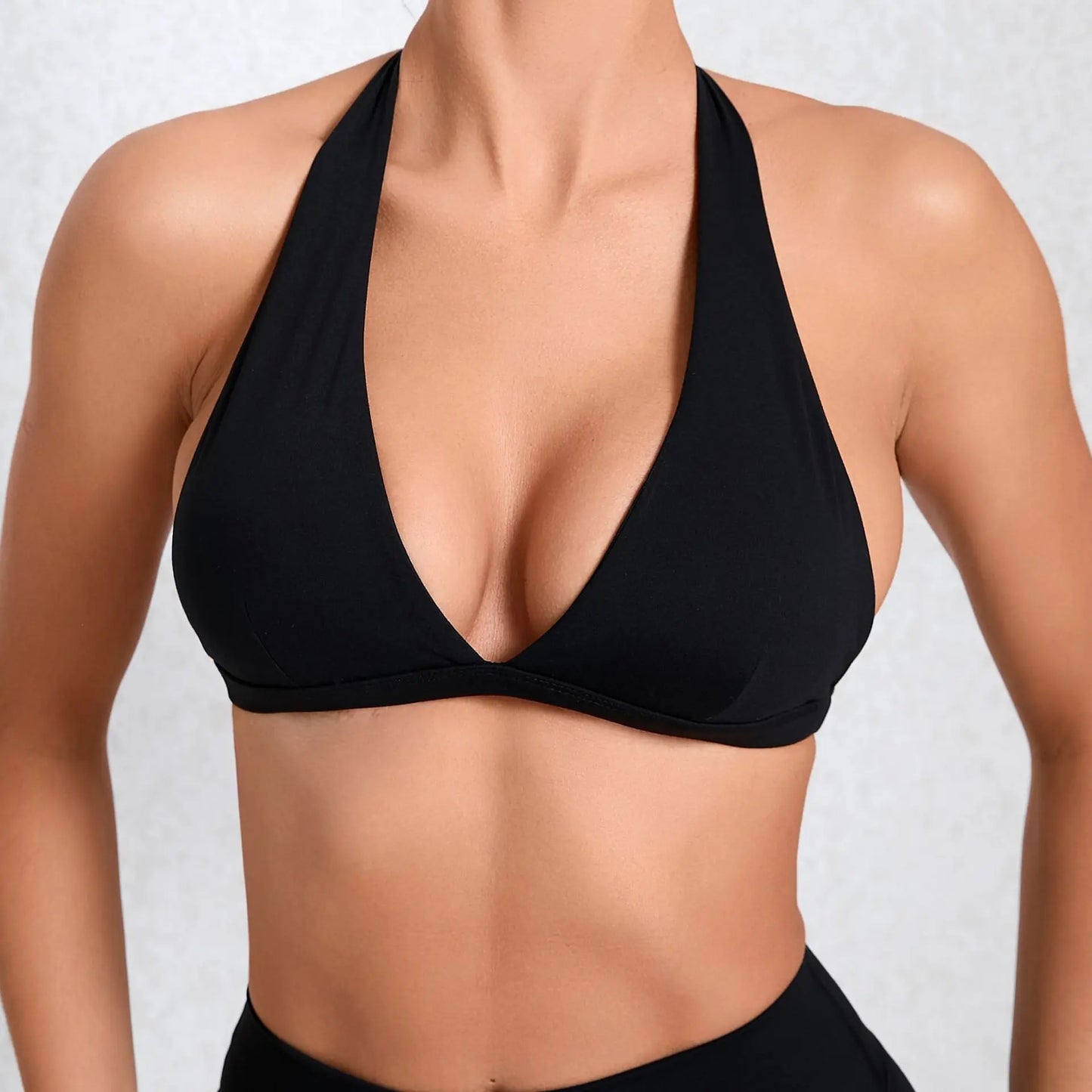 Sexy V-Neck Halter Gym Bra – White