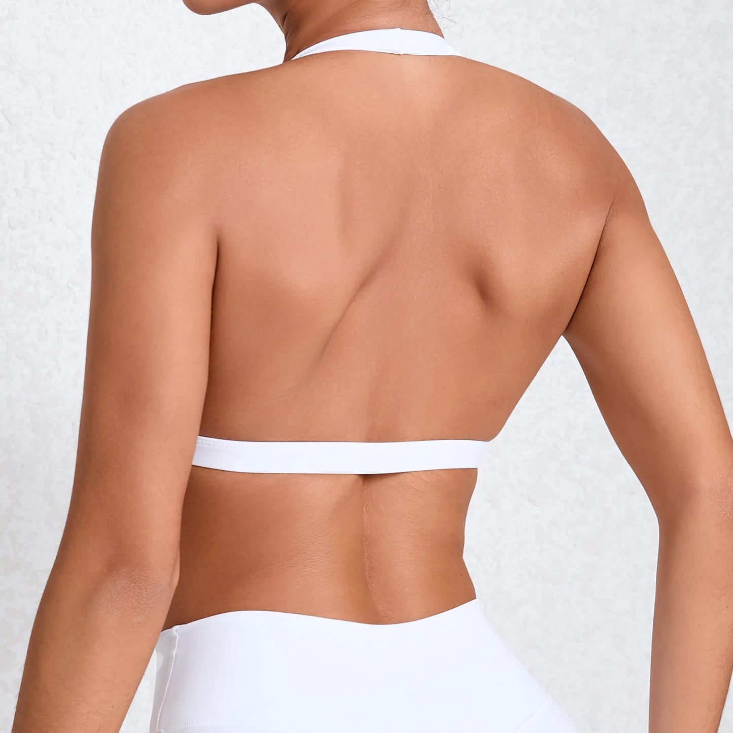 Sexy V-Neck Halter Gym Bra – White