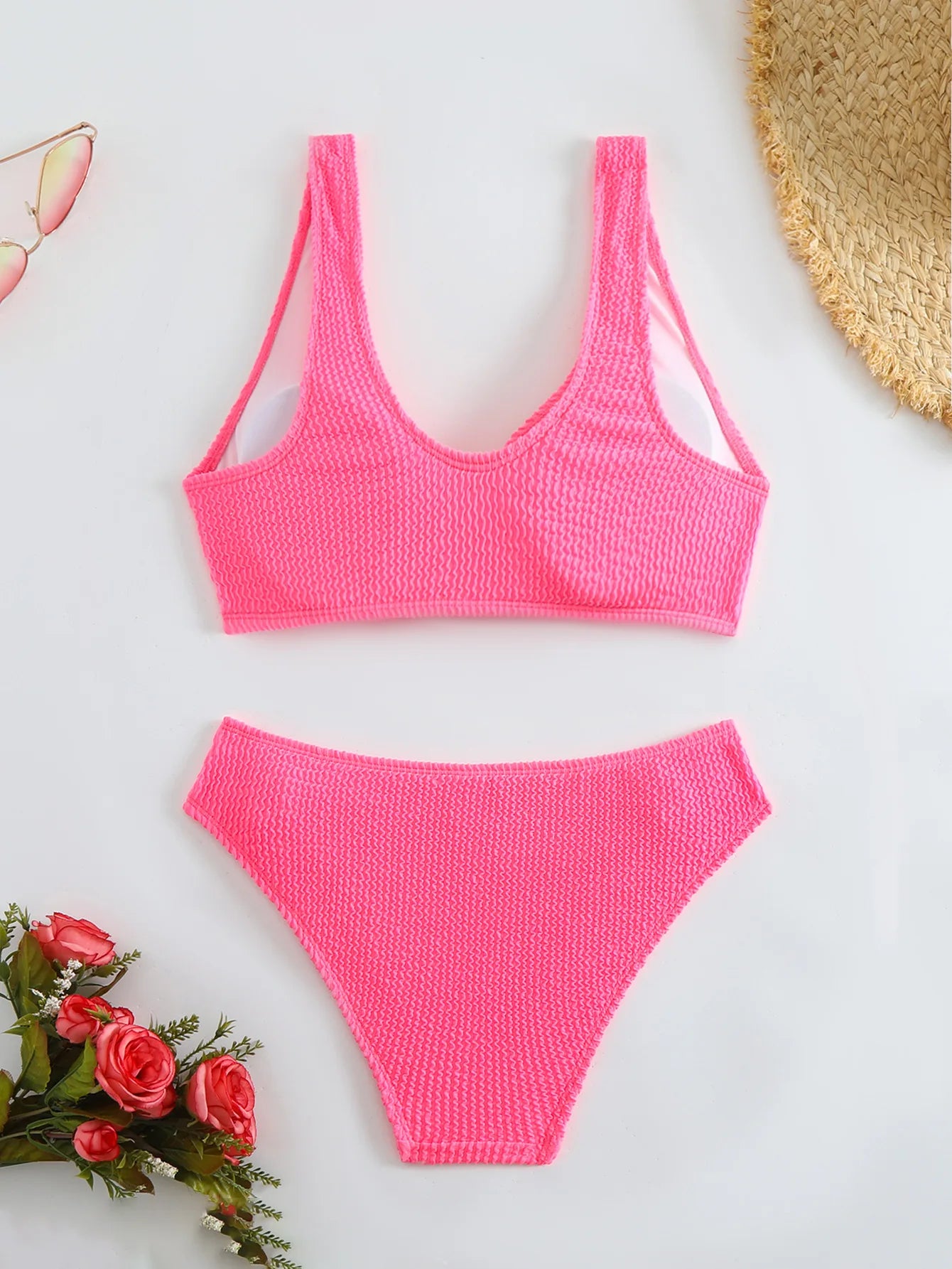 V-Neck High-Waist Bikini Set