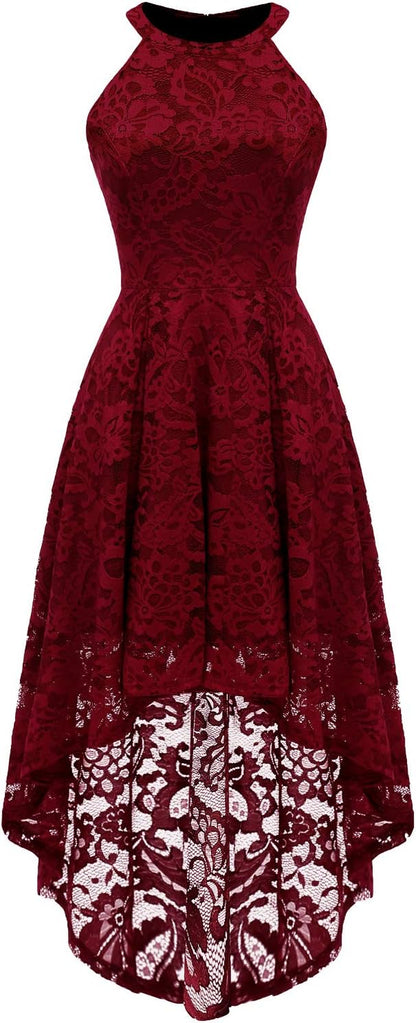 Glam Halter Lace Party Dress