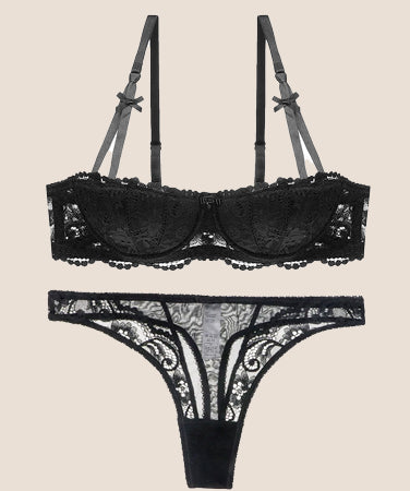 Lookiee Lace Shell Half Cup Lingerie Set