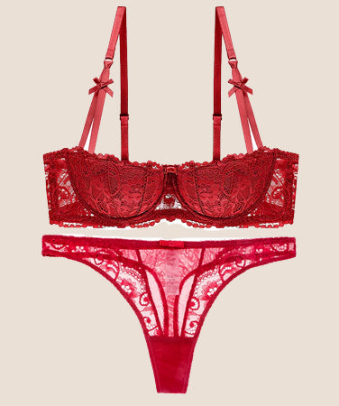 Lookiee Lace Shell Half Cup Lingerie Set