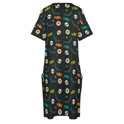 Lookiee V-Neck Pocket Cotton-Feel Casual Dress