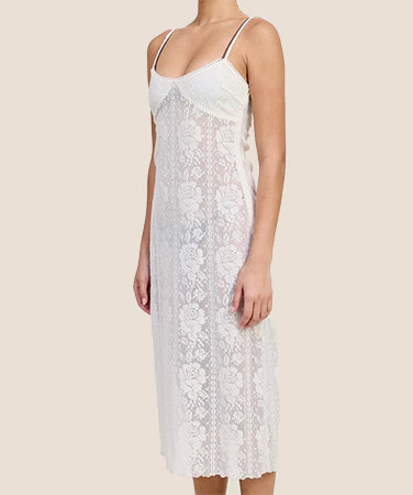 SPAGHETTI STRAP LACE MIDI DRESS